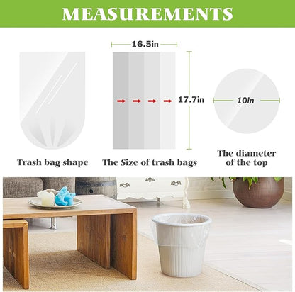 Teivio 1.6 Gallon(Fit 1.5-1.6 Gal)120 Counts Strong Trash Bags 1.5 Gallon 1.6 Gallon Garbage Bags, Bathroom Trash Can Bin Liners, Plastic Bags for home office kitchen, Clear
