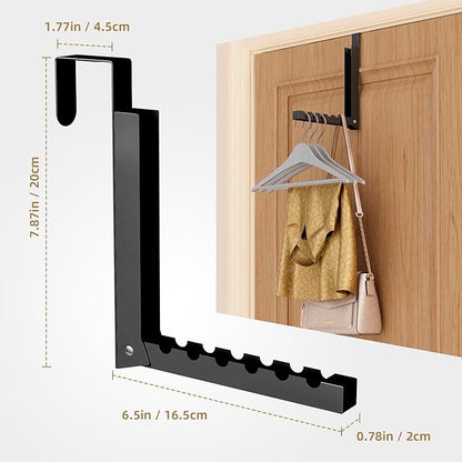 ZMBESUP Over The Door Hanger Folding Clothes Drying Rack, Folding Hanging Coat Rack for Indoor Laundry Room Compact Small Space Foldable Portable Clothing Hanger Hook Collapsible- 2 Pack（Black）