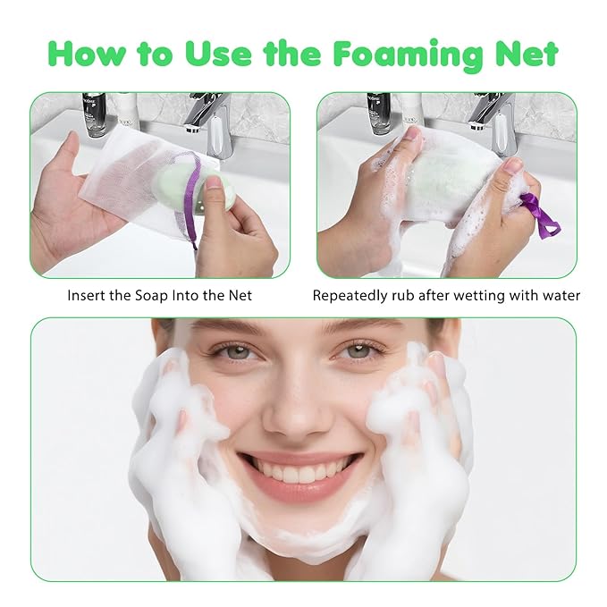 24 PCS Mesh Soap Bag, Soft Exfoliating Mesh Soap Pouch Double Layer Thicken Foam Net Saver Sack with Drawstring for Shower Body Facial Cleaning Tool (Assorted Colors)