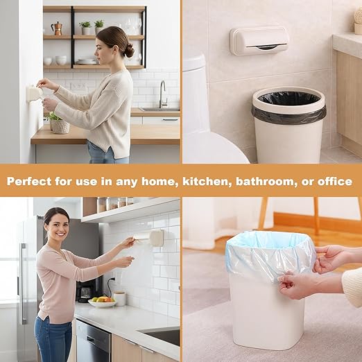 2 Pcs Trash Bag Dispenser,Garbage Bag Dispenser For Inside Trash Can,Trash Can Liner Dispenser For Bottom Of Can, Wall Mount Garbage Bag Dispenser Kitchen Bathroom Toilet Storage Organization(Apricot)
