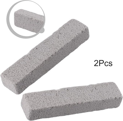Pumice Scouring Pad Cleaner Set with Handle for Toilet Bowl, for TILE, Kitchen and Grill Stain Removal, 2 Pack