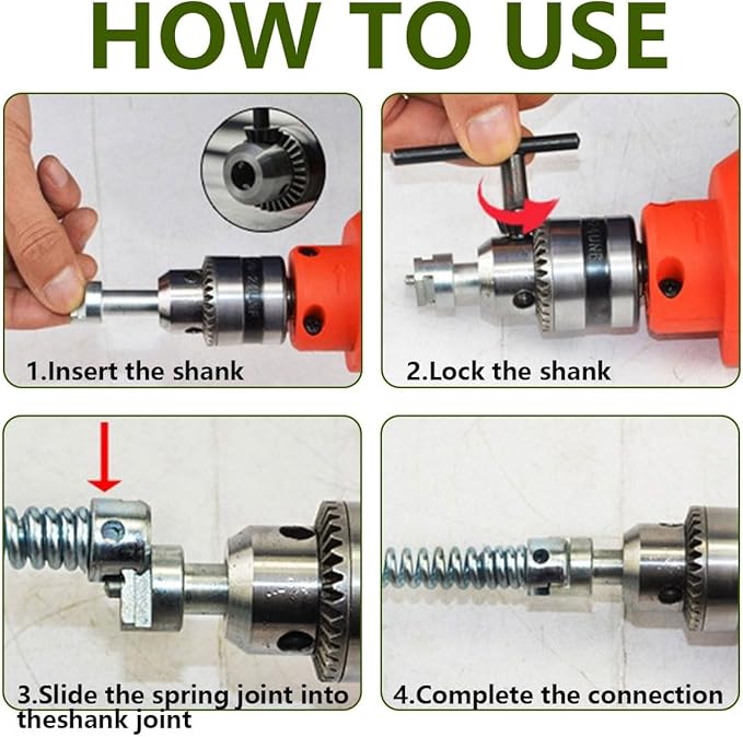 Drain Cleaner Combination Cutterhead Set, 7-Piece Drain Cleaner Spring Loaded Auto Locking Drain Dredge Cutterhead Set for Dredging Pipes Dredger (Gray)