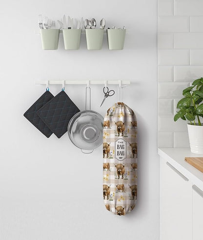 Highland Cow Plastic Bag Holder,Grocery Bag Holder Organizer Storage for Kitchen 23" x 9"