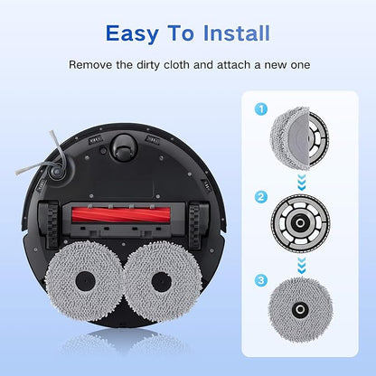 VIEWALL 8 Pack Mop Cloths for Roborock Qrevo QV 35A/35S/S5V/Q Revo S/Pro/Master/Plus/Curv/S5X/Edge/S5A/QX Revo/Saros 10R/20 Series Vacuum Cleaner, Microfiber Washable Mop Pad Replacement Accessories