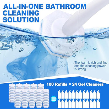 100pcs Disposable Toilet Brush Replacement Head,Bathroom Cleaning,Disposable Bowl Cleaners Compatible with Most Toilet Brushes