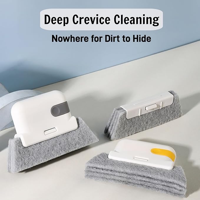 Window Track Cleaner Window Track Cleaning Tools 2 in 1 Sill Cleaner Tool Groove Cleaning Brush for Slides Grooves Tiles Blinds Car Vents (Gray-3PCS)