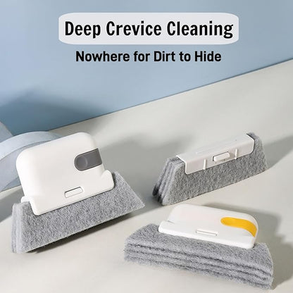 Window Track Cleaner Window Track Cleaning Tools 2 in 1 Sill Cleaner Tool Groove Cleaning Brush for Slides Grooves Tiles Blinds Car Vents (Gray-3PCS)