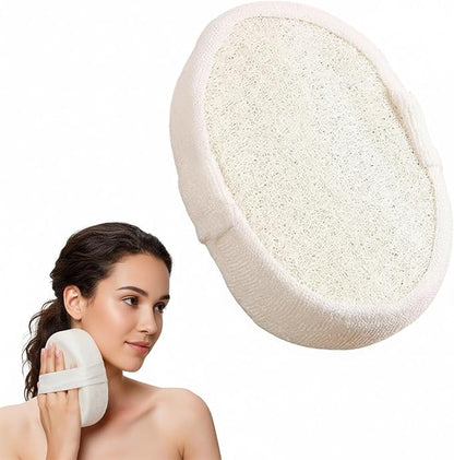 Natural Loofah Sponge, Thick 5cm with Sponge-Filled Cushion Core, Natural Loofah Exfoliating Face & Body Scrubber, Gentle Exfoliating Bath Sponge for Women & Men, Reusable & Biodegradable
