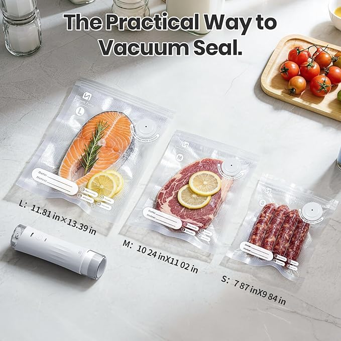 Compact Vacuum Sealer for Food: Handheld Vacuum Sealer with 15 Reusable Bags for Seal Meal Saver, Visible Water Tank Portable Food Sealer, Gifts for Mom, Wife, Chef