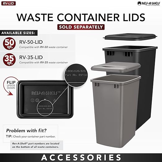 Rev-A-Shelf Single 35 Qt Wood Bottom Mount Pullout Under Cabinet Trash Can Waste Container with Full Extension Ball Bearings, Maple Wood, 4WC-15DM1