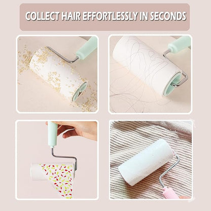 Lint Roller Remover with 180 Sheets, Pet Hair Remover Extra Sticky Roller Hair Dust Remover for Clothes, Furniture, Travel Household 1 Handle+3 Rollers Dog &Cat Hair Removal Pink