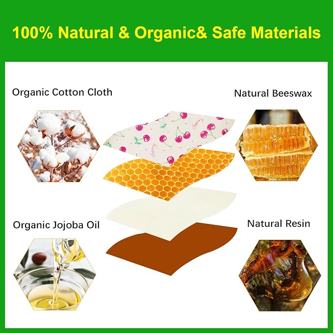 2 Roll Reusable Beeswax Wrap 10'' x 39'' Food Wrap Beeswax Paper Beeswax Food Wrappers Cotton Bread Sandwich Wrapper for Kitchen Storage Gifts