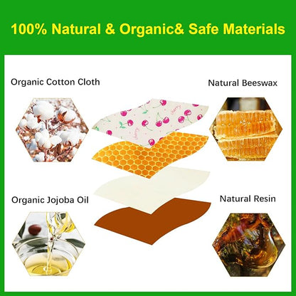 2 Roll Reusable Beeswax Wrap 10'' x 39'' Food Wrap Beeswax Paper Beeswax Food Wrappers Cotton Bread Sandwich Wrapper for Kitchen Storage Gifts