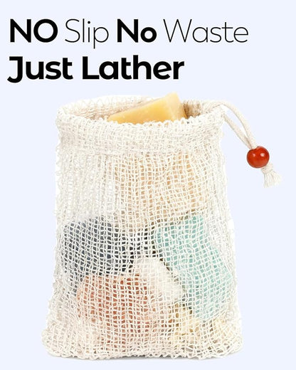 25 Pack Soap Bags with Drawstring, 5.3'' x 3.7'' Natural Soap Savers for Bar Soap Exfoliating Sisal Mesh Soap Bags for Soap Bars, Scrubbing & Massaging Shower Pouches for Men & Women