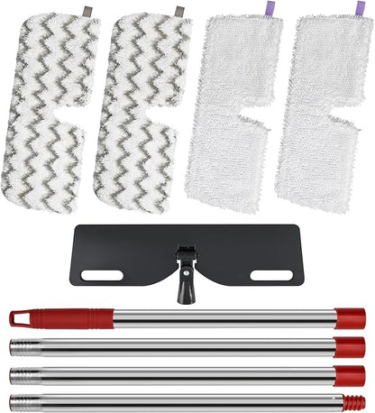 Microfiber Mops for Floor Cleaning, Dust Flat Flip Mop for Hardwood Floors with 2 Heavy Scrub Mop Pads & 2 Soft Pads and Adjustable 58” Mop Handle, Dual-Action Washable Floor Mops for Wet & Dry Clean