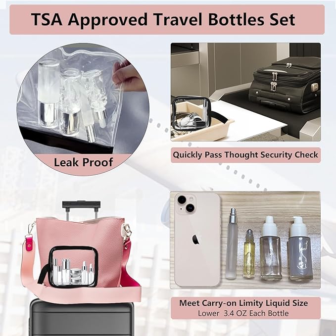 18-Pack Glass Travel Bottles Set, 1.35/0.7/1 oz TSA Approved Containers with Pump Spray, White Small Bottles for Toiletries, Makeup, Skincare