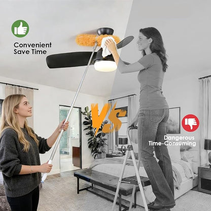 Extendable Duster Kit, 6 ft Telescoping Handle and 12 Disposable Microfiber Refills Pads, Dusters for Cleaning Ceiling Fan, Blind, Wall, Hard-to-Reach Areas