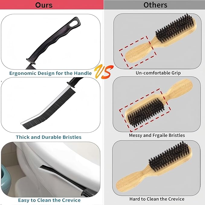 Crevice Cleaning Brush Cleaning Supplies Cleaning Tools Essentials - Stiff Bristle Scrub Brush for Bathroom, Kitchen, Windows, Faucets, Toilet, Grout, Car Household 2 Pcs
