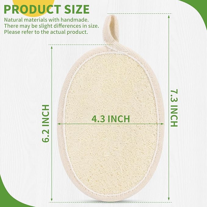 6 Pack Natural Loofah Body Scrubber (6 Pack) - 6.2 * 4.3 Inch Exfoliating Loofah for Removing Dead Skin and Dry Skin, Large Size Loofah Body Sponge for Women and Men to Clean Pores