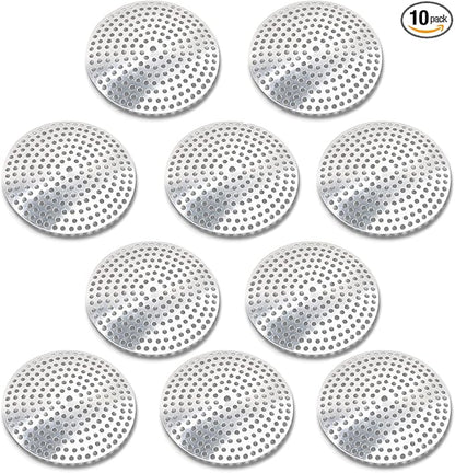 Clip-Style Aluminium Bath Strainer Flat Guard, for Use As Hair Catcher, 10 Pack