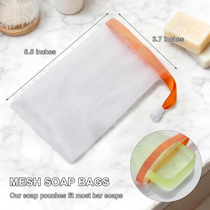 Soap Saver Bag, 10PCS Exfoliating Soap Pouch, Soap Bags for Soap Bars, Mesh Soap Bags with Drawstring Body Facial Cleaning