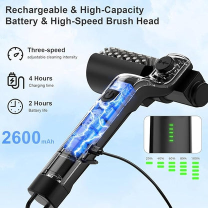 Electric Grill Cleaning Brush,Rechargeable 3-Speed Powerful Grill Brush,Waterproof Design, 180° Adjustable Stainless Steel Replaceable Brush Head,Specially Designed for Outdoor Camping and Barbecuing