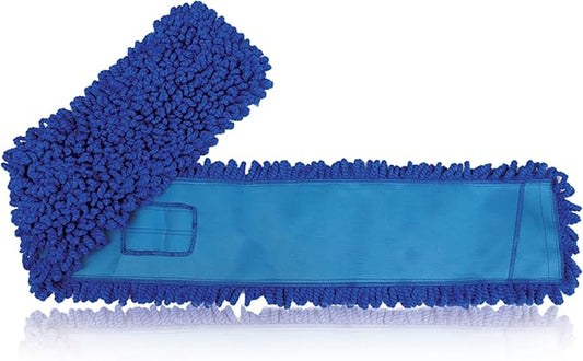 KLEEN HANDLER 48 Inch Microfiber Dust Mop, X-Large Washable Commercial, Sweeper, Janitorial Head Replacement, Push Mop Broom, Blue