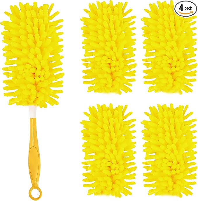 Reusable Duster Refill Compatible with Swiffer, Washable 360 Heavy Duty Duster Refills, Microfiber Dusters Refills for Swiffer Extended Duster, 4 Pack (Handle is Not Included)
