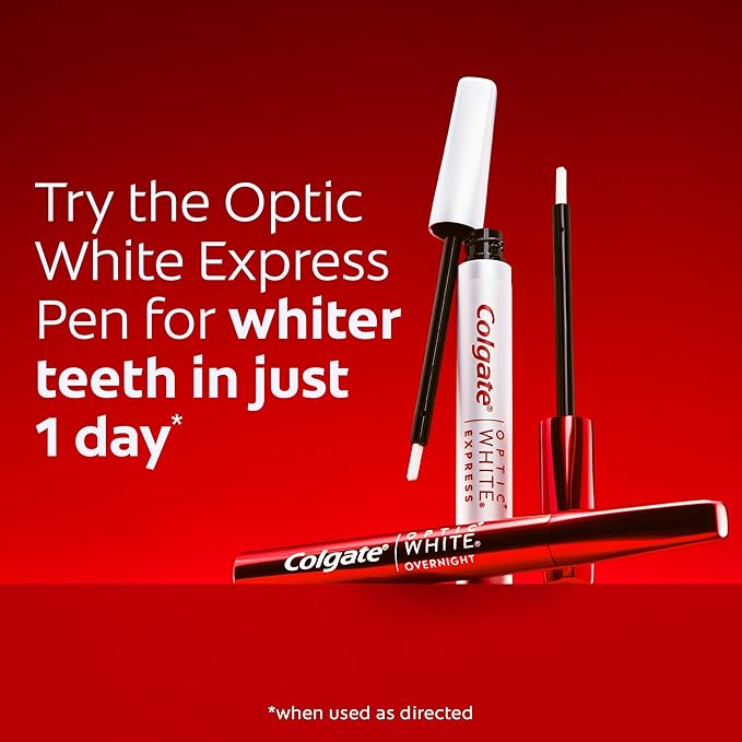Colgate Optic White Overnight Teeth Whitening Pen, Teeth Stain Remover, Removes Years of Stains in Just 1 Week, Enamel Safe, Designed for No Tooth Sensitivity, 0.08 OZ