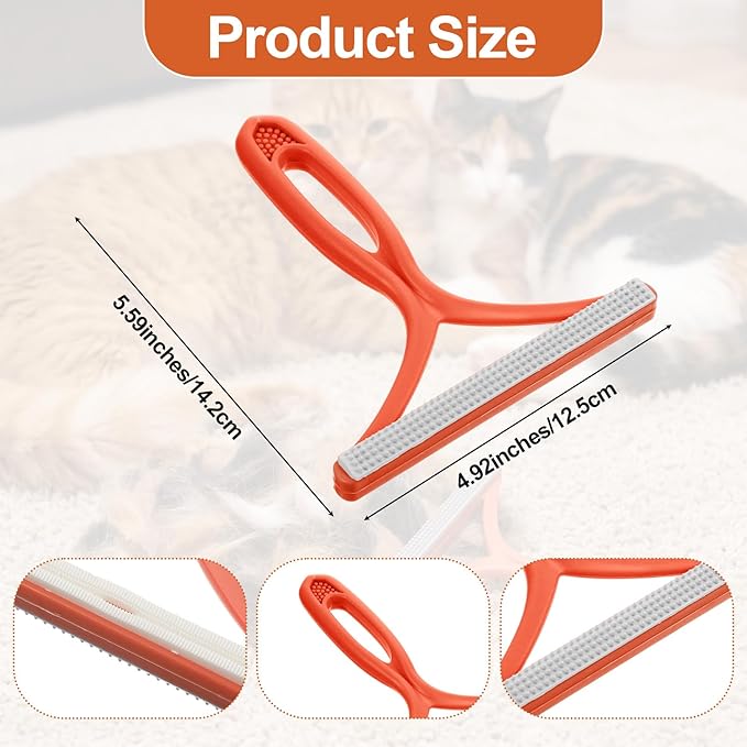 2PCS Fuzz Remover Portable Hand Lint Shaver Reusable Double Sided Travel Carpet Scraper Hair Removal Rake Brush Tool for Couch, Carpets, Cat Trees, Car Mats, Furniture, Clothes, Pet Houses, Dog & Cat