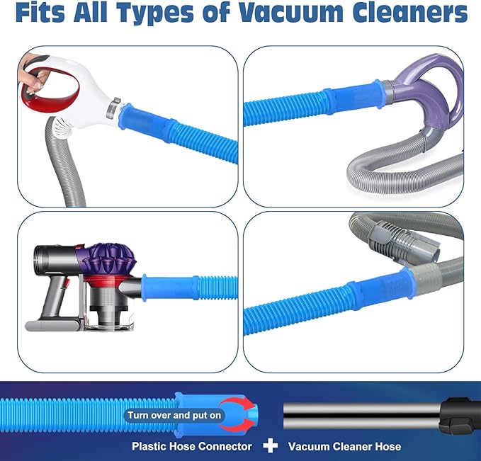 PetOde Upgraded 2 Pieces Dryer Vent Cleaner Kit Compatible with Most Vacuum Cleaner, Flexible Dryer Lint Brush and Vacuum Hose Attachment - 31.5 Inch, Quickly Lint Remove, Blue