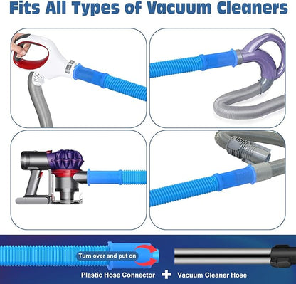 PetOde Upgraded 2 Pieces Dryer Vent Cleaner Kit Compatible with Most Vacuum Cleaner, Flexible Dryer Lint Brush and Vacuum Hose Attachment - 31.5 Inch, Quickly Lint Remove, Blue