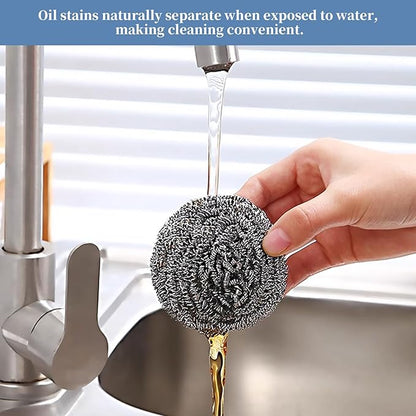 Stainless Steel Scrubber Scrubbing Scouring Pad Sponges Clean Pot Pan and Steel Wool for Kitchen Bathroom