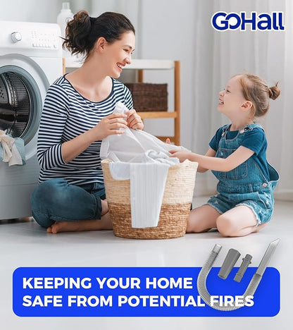 Dryer Vent Cleaner Kit - Flexible Dryer Lint Vacuum Hose Attachment - Lint Remover Compatible with All Vacuum Cleaner Laundry Room (Transparent Gray)