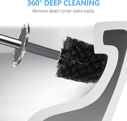 SetSail Toilet Brush, Compact Size Toilet Bowl Brush and Holder Toilet Brushes for Bathroom with Stainless Steel Handle Toilet Cleaner Brush with Durable Scrubbing Bristles, 2 Packs-Gery