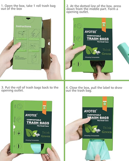 Compost Bags 3 Gallon 125 Packs,AYOTEE Compostable Trash Bags 3 Gallon, Small Biodegradable Trash Bags