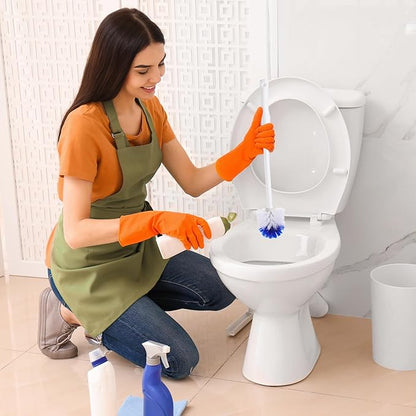 Willinglong 15 Pcs 18.5 Inch Toilet Bowl Cleaner Brush Bathroom Long Plastic Handled Cleaning Scrubber with Hook Hole Without Holder for Household Cleaning (Blue,White)