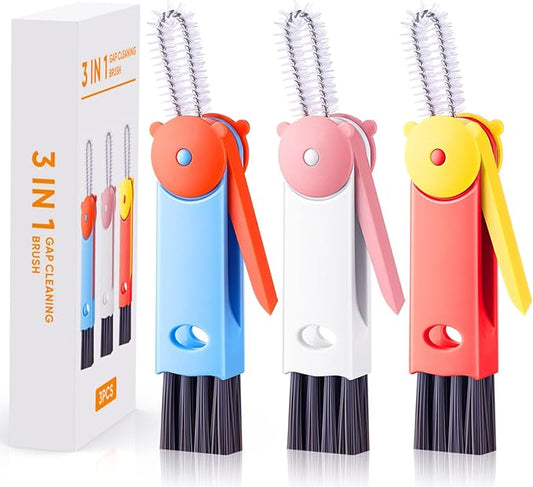 3 in 1 Cup Lid Cleaning Brush, Portable Gap Cleaner Brush - Multifunctional Bottle Cleaning Brush for Bottle Gap/Tight Spaces/Travel Bottle Lid, Home Kitchen Crevice Brush Tools, 3 PCS