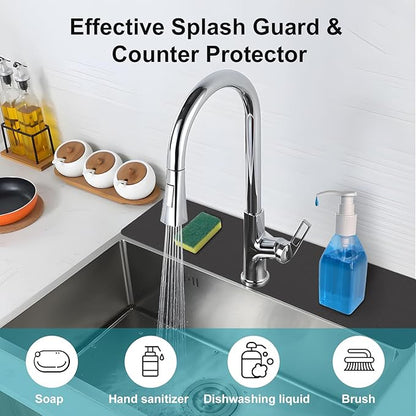 2PCS Customizable Faucet Mat for Kitchen Sink: 30"L x 5.5"W Quick Drying Kitchen Sink Mat & Bathroom Counter Protector - Cut to Fit with 2 or 3 Hole Faucet Design - Extra Long Absorbent Splash Guard