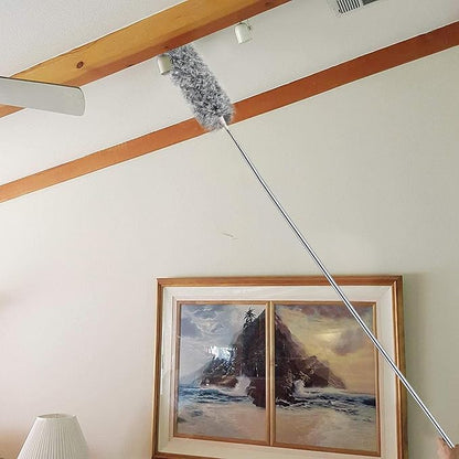 UIMO Microfiber Ceiling Fan Cleaner with 30–100" Telescopic Pole – Extendable Duster for High Ceilings and Fans, Bendable Washable Head, Reusable Cleaning Tool for Furniture, Cars, Keyboard