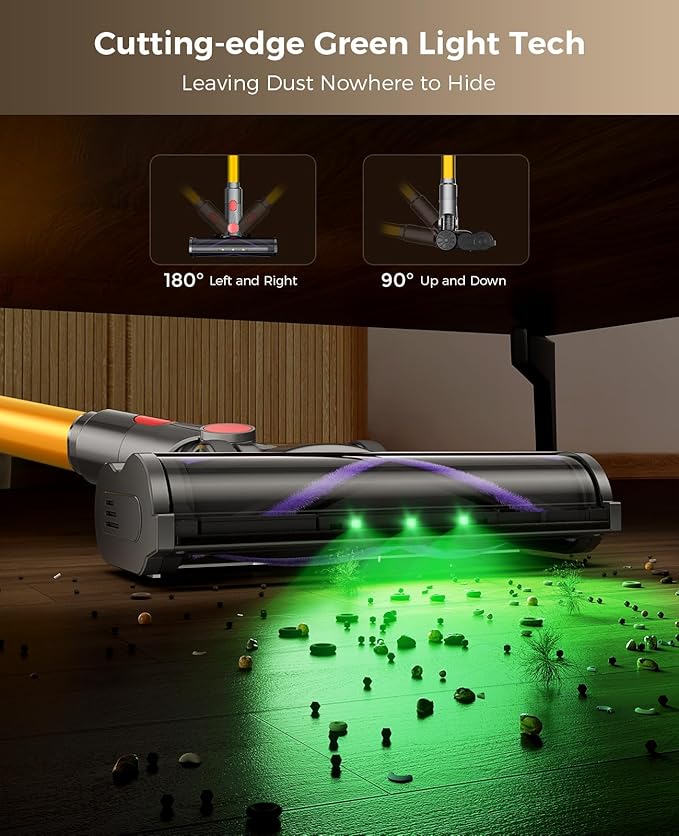 Cordless Vacuum Cleaner, 500W 45KPA Stick Vacuum Cleaners for Home, 45 Mins Lightweight Vac, Anti-Tangle, Rechargeable Battery for Home, Carpets,Pet Hair,Hardwood Floors,Car, Sofa, Stairs