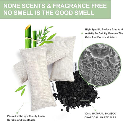 12 Pack Bamboo Charcoal Shoe Deodorizer Bags，Shoe Odor Eliminator,Charcoal Air Purifying Bags, Activated Charcoal Odor Absorber for Gym Bag, Car, Pet, Closet