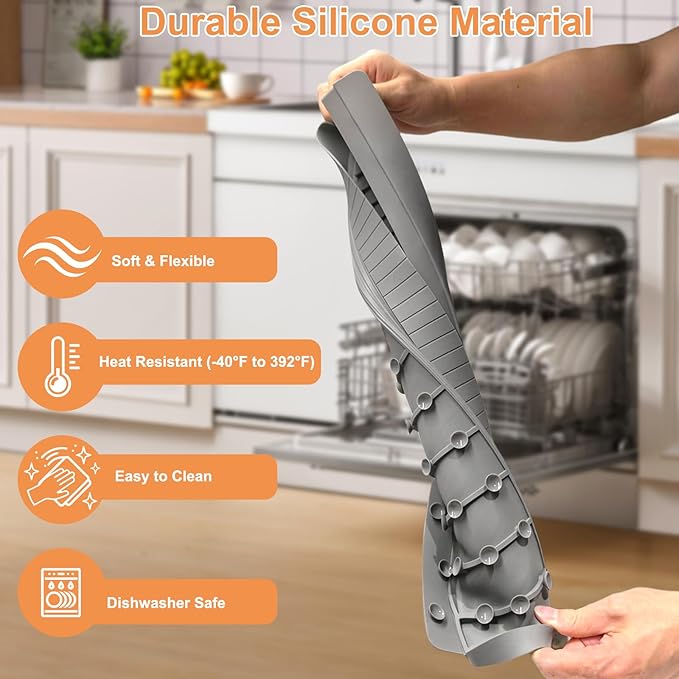 EEEKit Kitchen Sink Guard Splash: Trimmable Silicone Sink Water Splash Guard with 47 Strong Suction Cups - Water Guard for Bathroom RV Camper Sinks Island Bathtub - Heat Resistant - 20.1x7.5x4.8 inch