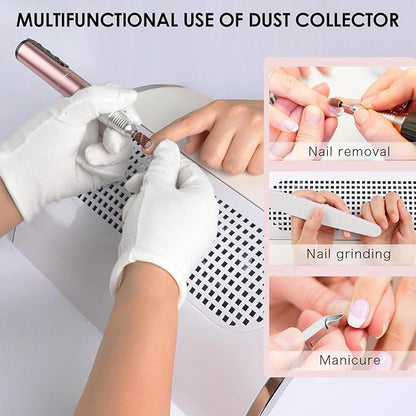 Nail Dust Collector Powerful Nail Vacuum Dust Collector, Nail Dust Vacuum Cleaner Dust Extractor for Poly Nail, Acrylic Fan Vacuums Dust Suction Machine Manicure Dust Collector for Nails