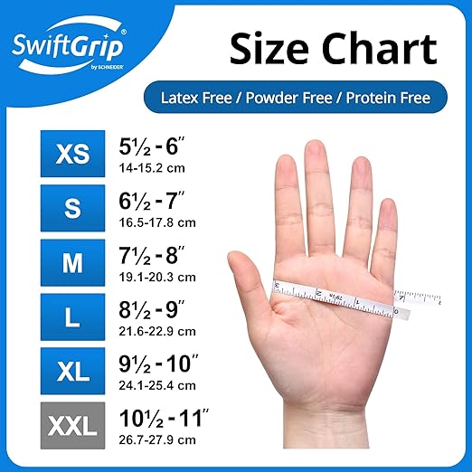 SwiftGrip Disposable Nitrile Exam Gloves, Blue, Nitrile Gloves Disposable Latex Free, Medical Gloves, Cleaning Gloves, Food-Safe Rubber Gloves, Powder Free, Non-Sterile, 50-ct Box (X-Small)