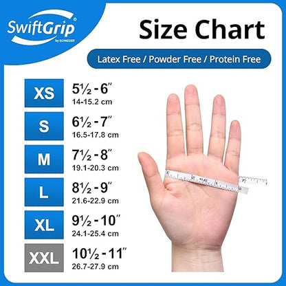 SwiftGrip Disposable Nitrile Exam Gloves, Blue, Nitrile Gloves Disposable Latex Free, Medical Gloves, Cleaning Gloves, Food-Safe Rubber Gloves, Powder Free, Non-Sterile, 1000-ct Case (Medium)