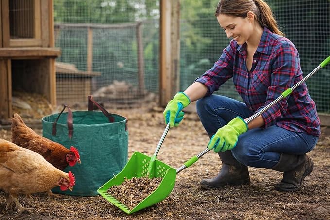 2-in-1 Pets Poop Scooper & Rake, Dog Pooer Scooper Set (Green)