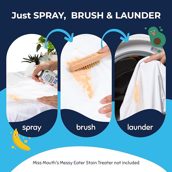 Miss Mouth's Messy Eater Stain Treater & Pen Bundle - 16oz Spray, Portable Stain Remover Pens & Laundry Brush - Spot Cleaner for Clothes, Carpet & On-the-Go