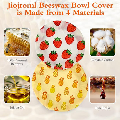 4 Pack Beeswax Bowl Covers,Reusable Beeswax Bowl Covers, Elastic Cotton Cloth Sourdough Bread Cover, 7.8/11.8Inch Reusable Bowl Caps for Bread Proofing Baskets and Large Mixing Containers