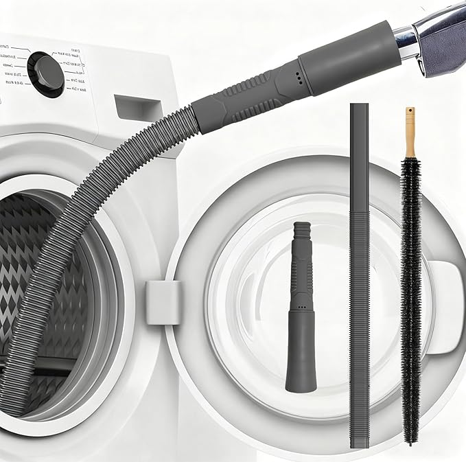 Upgraded Dryer Vent Cleaner Kit: Dryer Lint Vac Attachment, Universal Vacuum Hose Attachment Tool Cleaning Brush for Lint Removal, Clogged Ducts Deep Cleaning